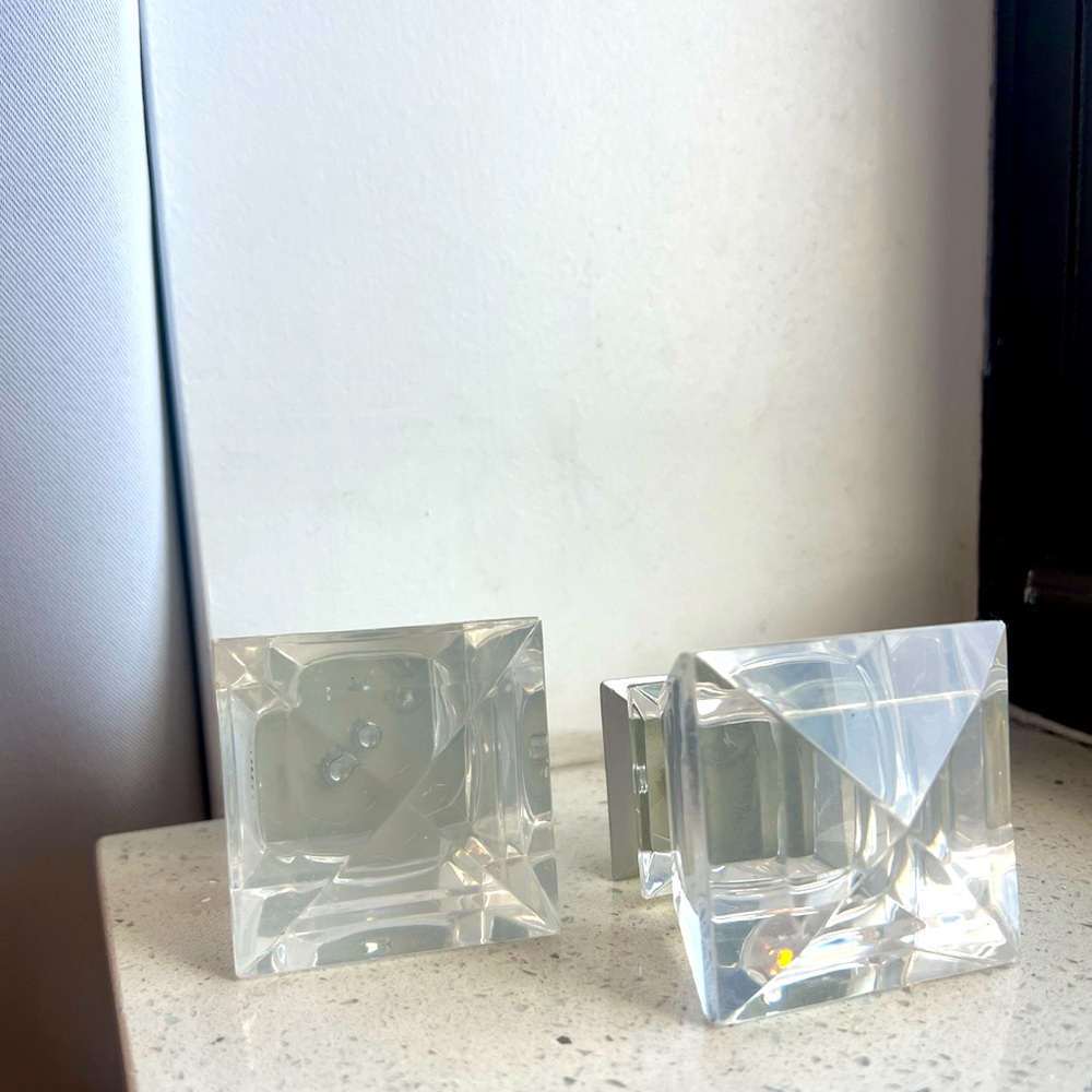 Crystal square knobs - cabinet or curtain rod set of 2